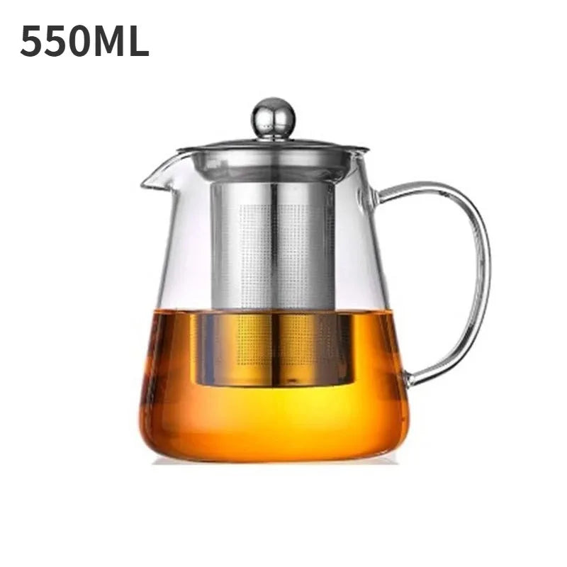 Glass Teapot – Heat-Resistant Borosilicate with Removable Stainless Steel Infuser, Tea Set