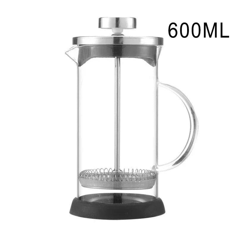 350-1000ML French Press Coffee Maker Stainless Steel High Borosilicate Glass Heat-Resistant Coffee Brewer Coffee Pot Household