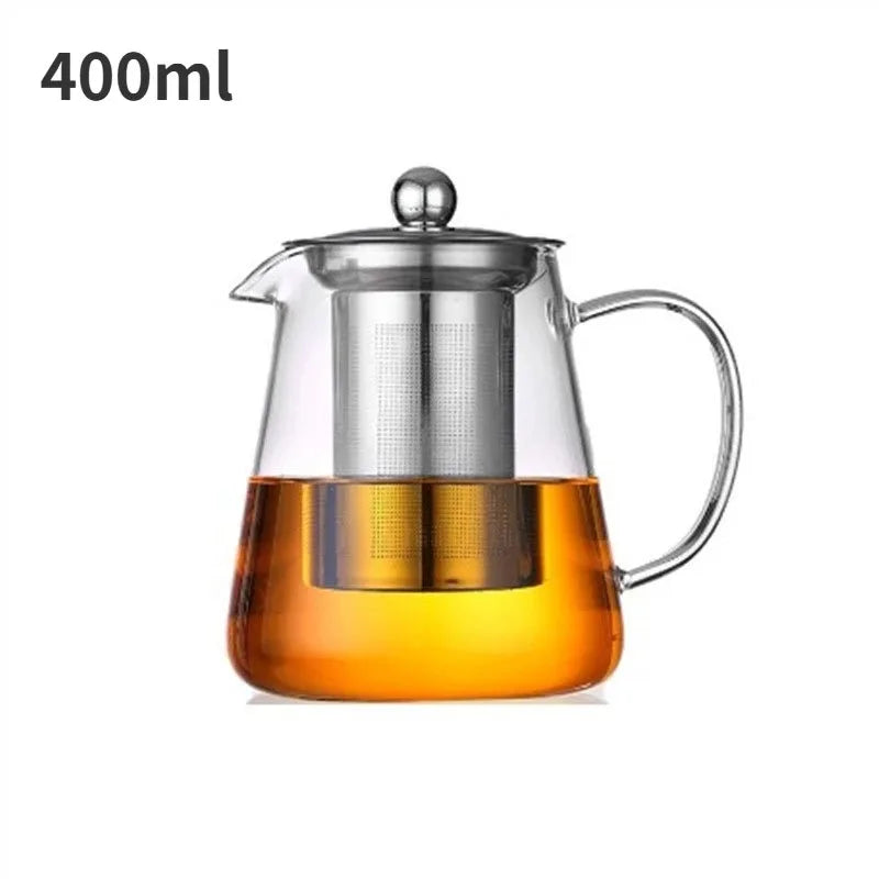 Glass Teapot – Heat-Resistant Borosilicate with Removable Stainless Steel Infuser, Tea Set