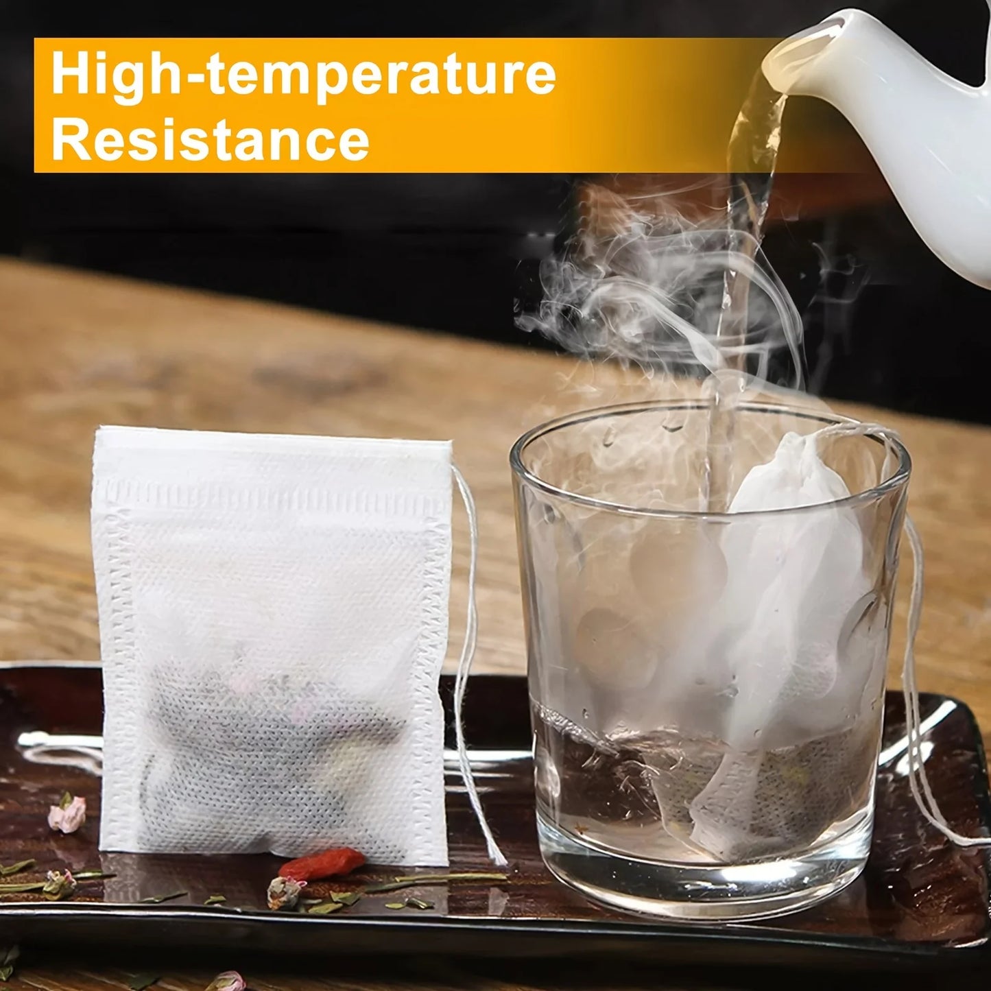 100Pcs Disposable Tea Bags Filter Bags Empty Drawstring Sealed Filter Bags Loose Leaf Tea Bags Suitable for Home Restaurant Hotel Office Kitchen Dining Room Gadgets