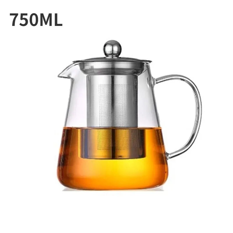 Glass Teapot – Heat-Resistant Borosilicate with Removable Stainless Steel Infuser, Tea Set
