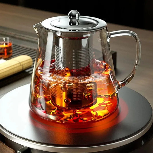 Glass Teapot – Heat-Resistant Borosilicate with Removable Stainless Steel Infuser, Tea Set