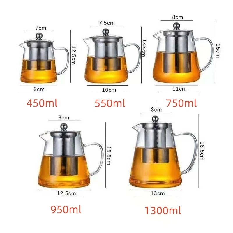 Glass Teapot – Heat-Resistant Borosilicate with Removable Stainless Steel Infuser, Tea Set