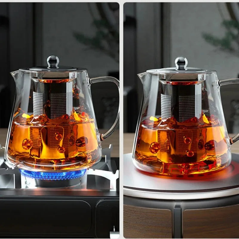 Glass Teapot – Heat-Resistant Borosilicate with Removable Stainless Steel Infuser, Tea Set